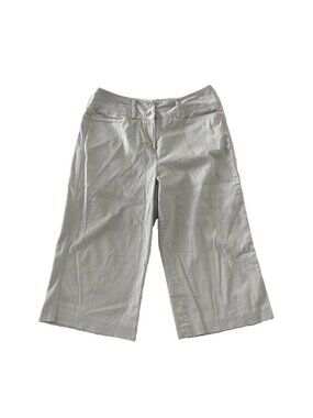 Larry Levine Pants Womens Size 10 Khaki Cropped Wide-Leg Capri
